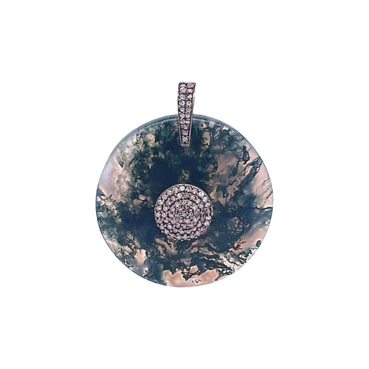 Diamond & Moss Agate Pendant
