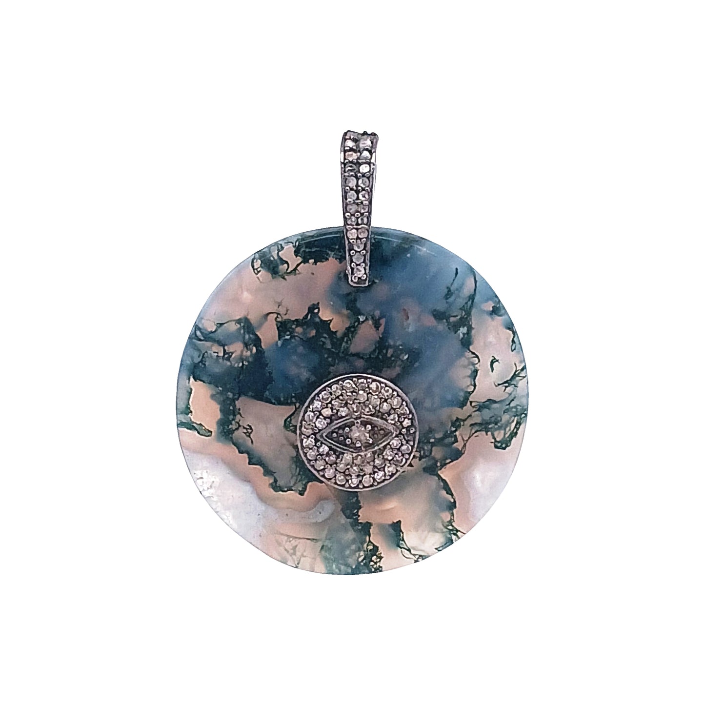 Diamond & Moss Agate Pendant