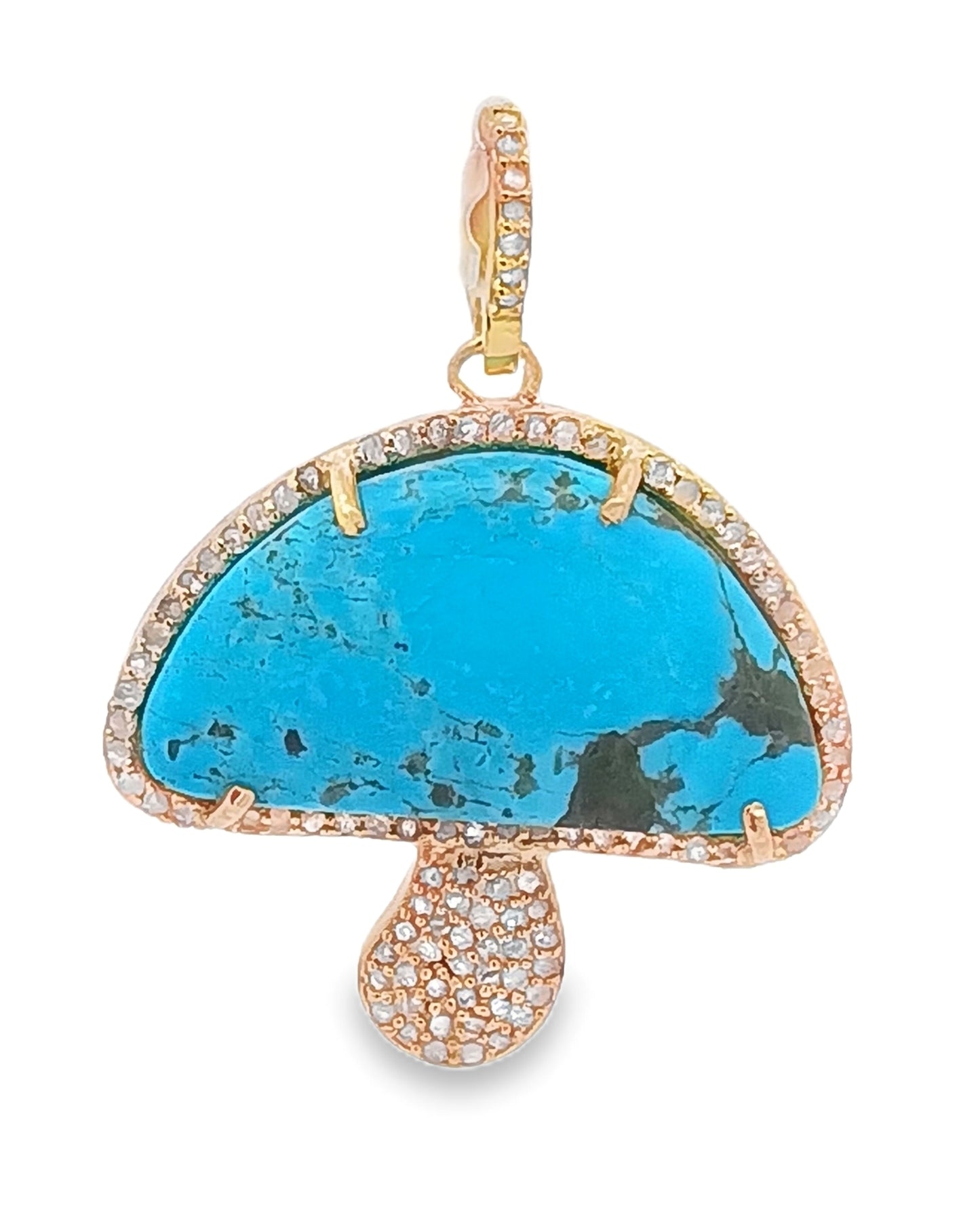 Diamond and Turquoise Mushroom Pendant