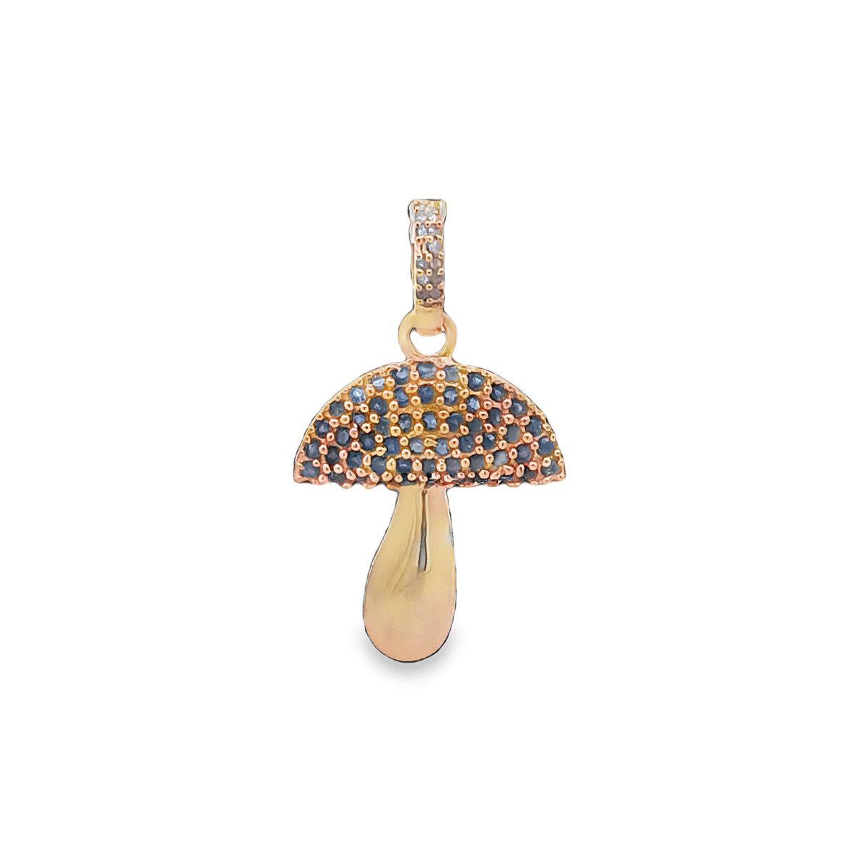 Diamond & Ruby and Blue Sapphire Mushroom Charm