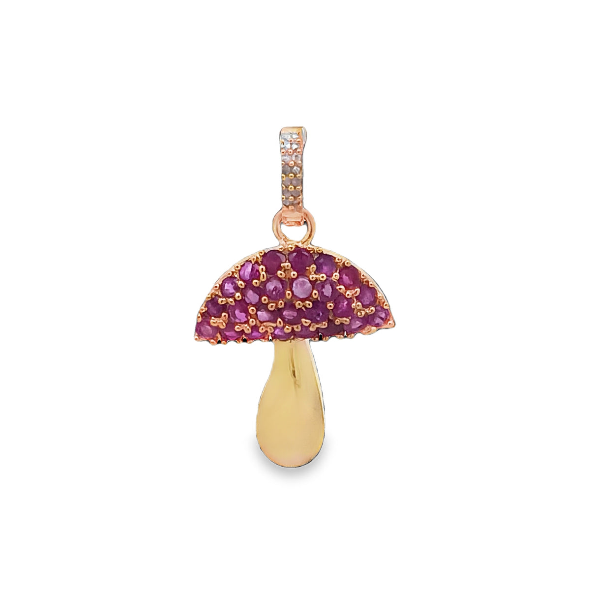 Diamond & Ruby and Blue Sapphire Mushroom Charm