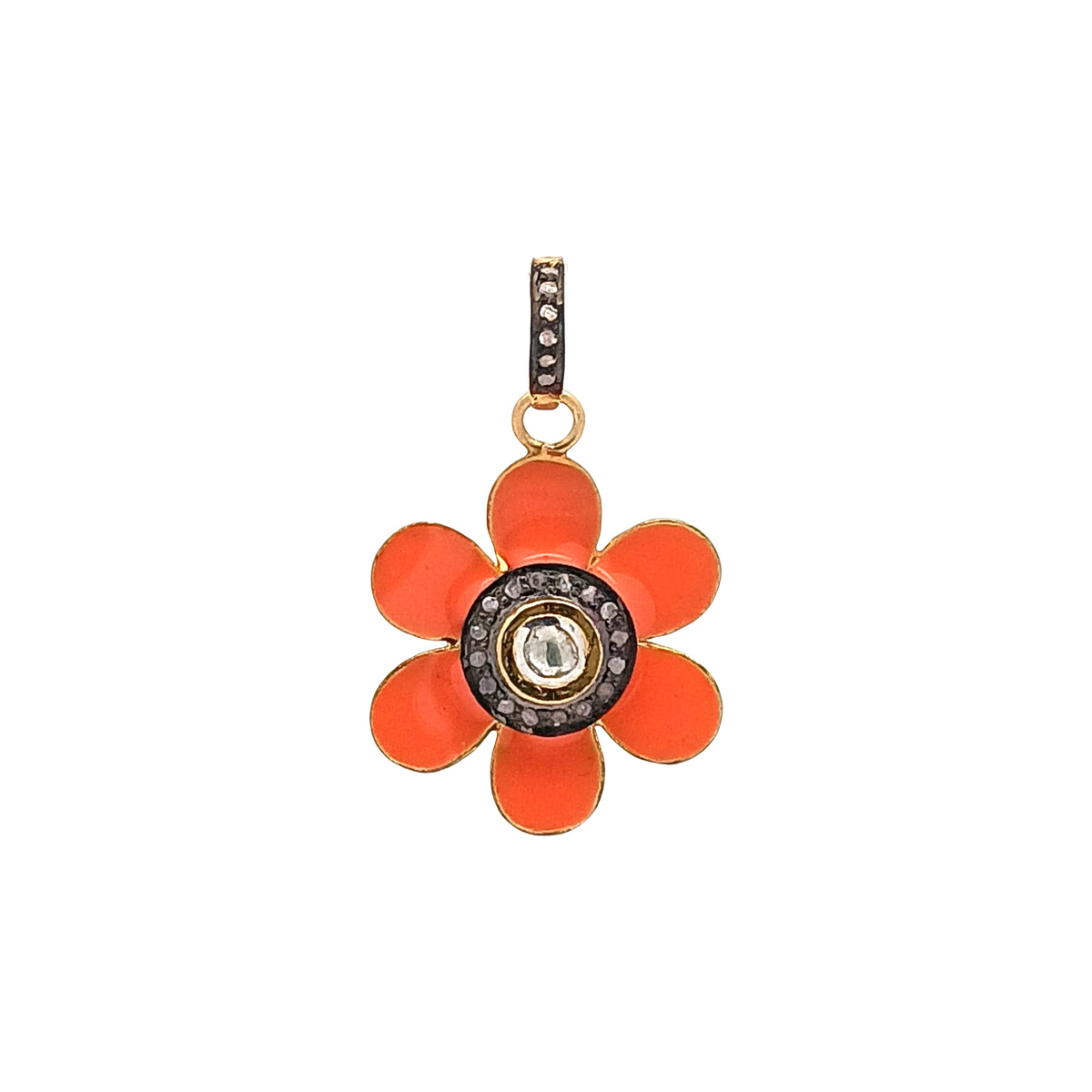 Polki Diamond & Enamel Flower Charm