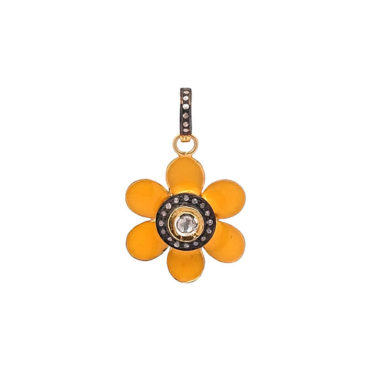 Polki Diamond & Enamel Flower Charm