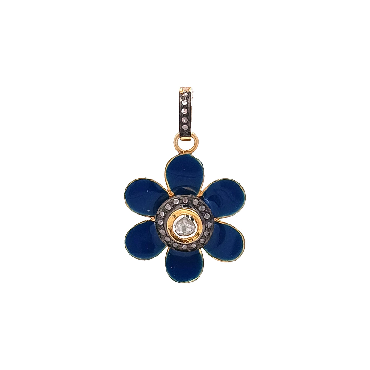 Polki Diamond & Enamel Flower Charm