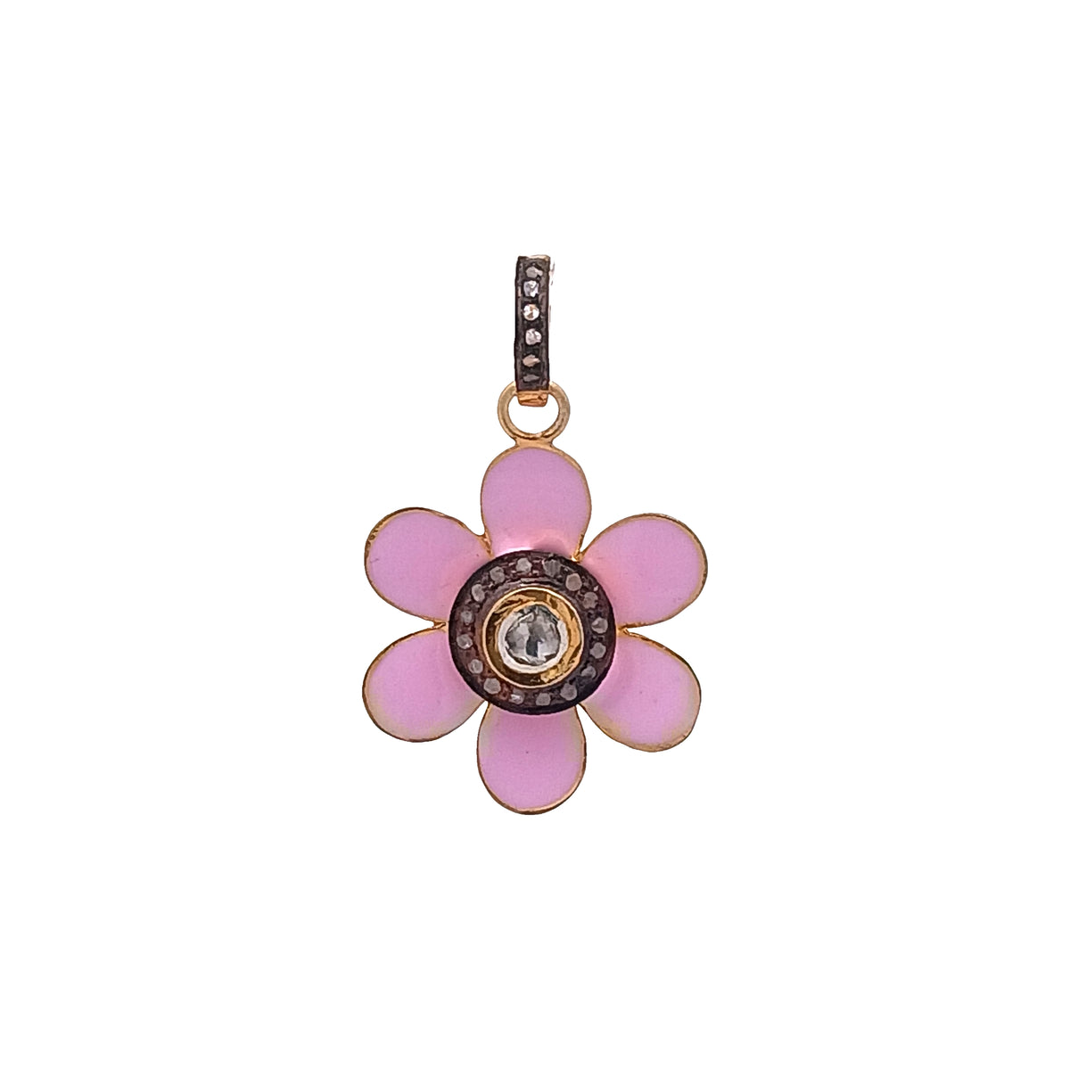 Polki Diamond & Enamel Flower Charm