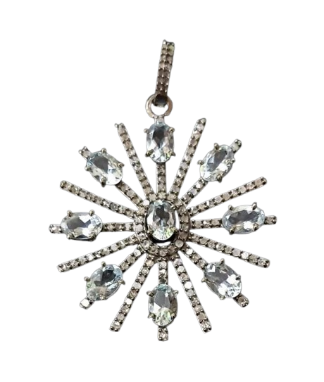 Sun Diamond and Aquamarine Pendant