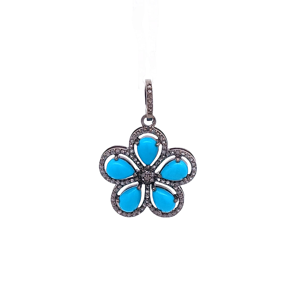 Diamond & Turquoise Flower Pendant
