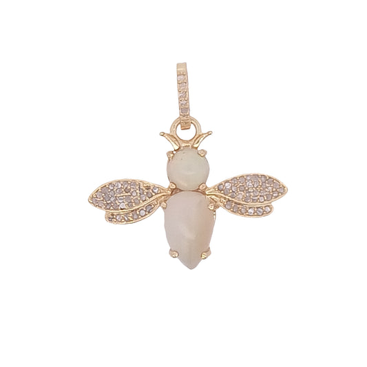 Diamond and Opal & Multi Sapphire Small Bee Charm