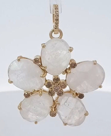 Moonstone and Diamond Flower Pendant