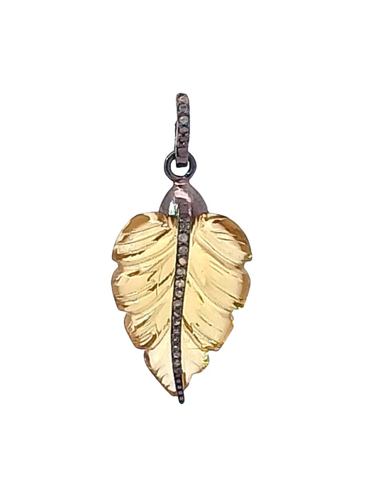 Diamond Gemstone Leaf Pendant