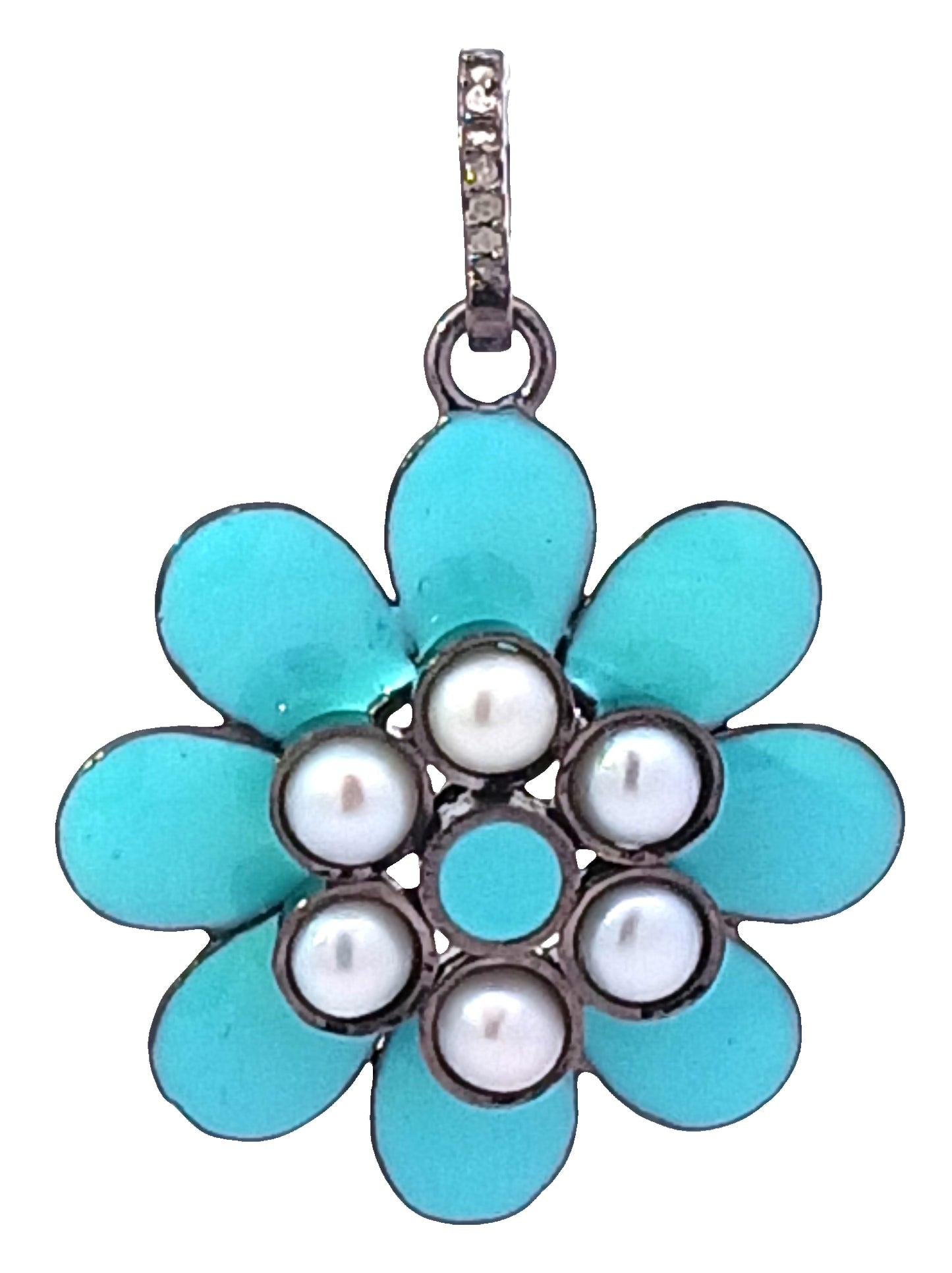 Enamel & Pearl Flower Pendant