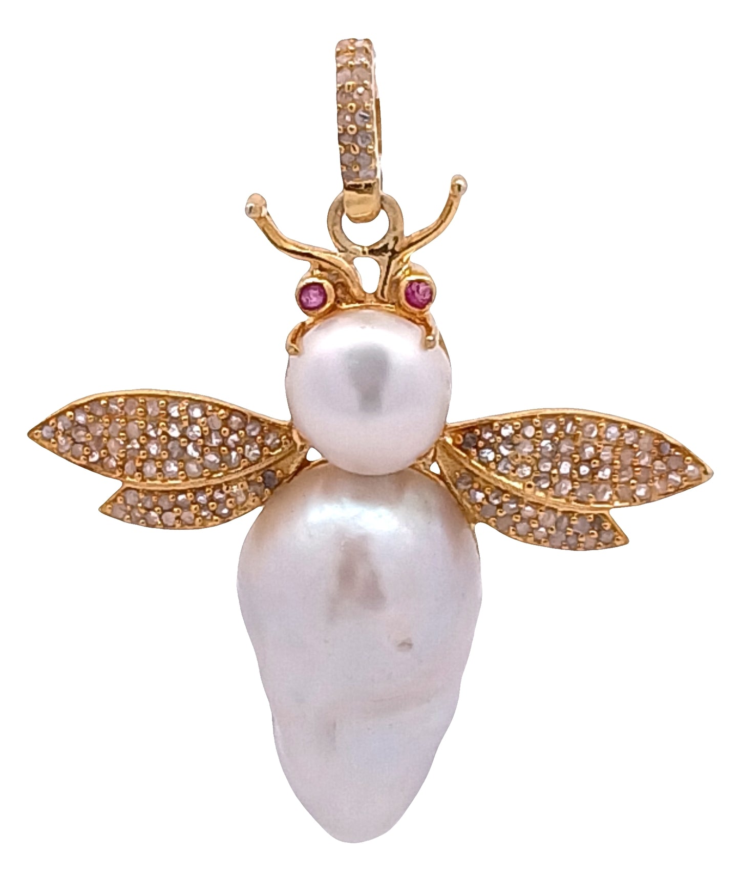 Diamond and Pearl Bee Pendant