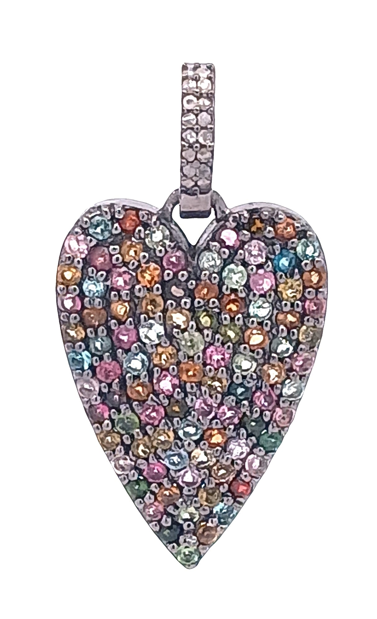 RUBY, Blue Sapphire and Diamond Heart Charm
