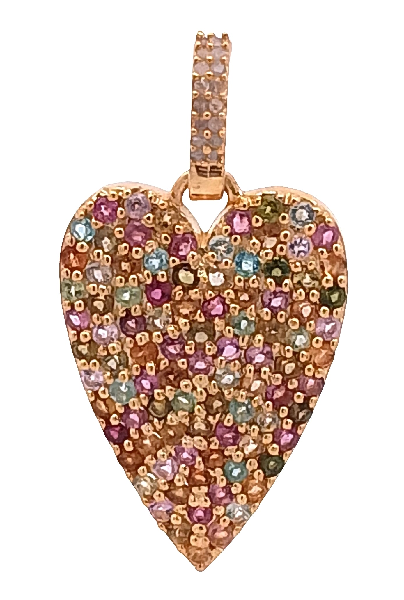 RUBY, Blue Sapphire and Diamond Heart Charm