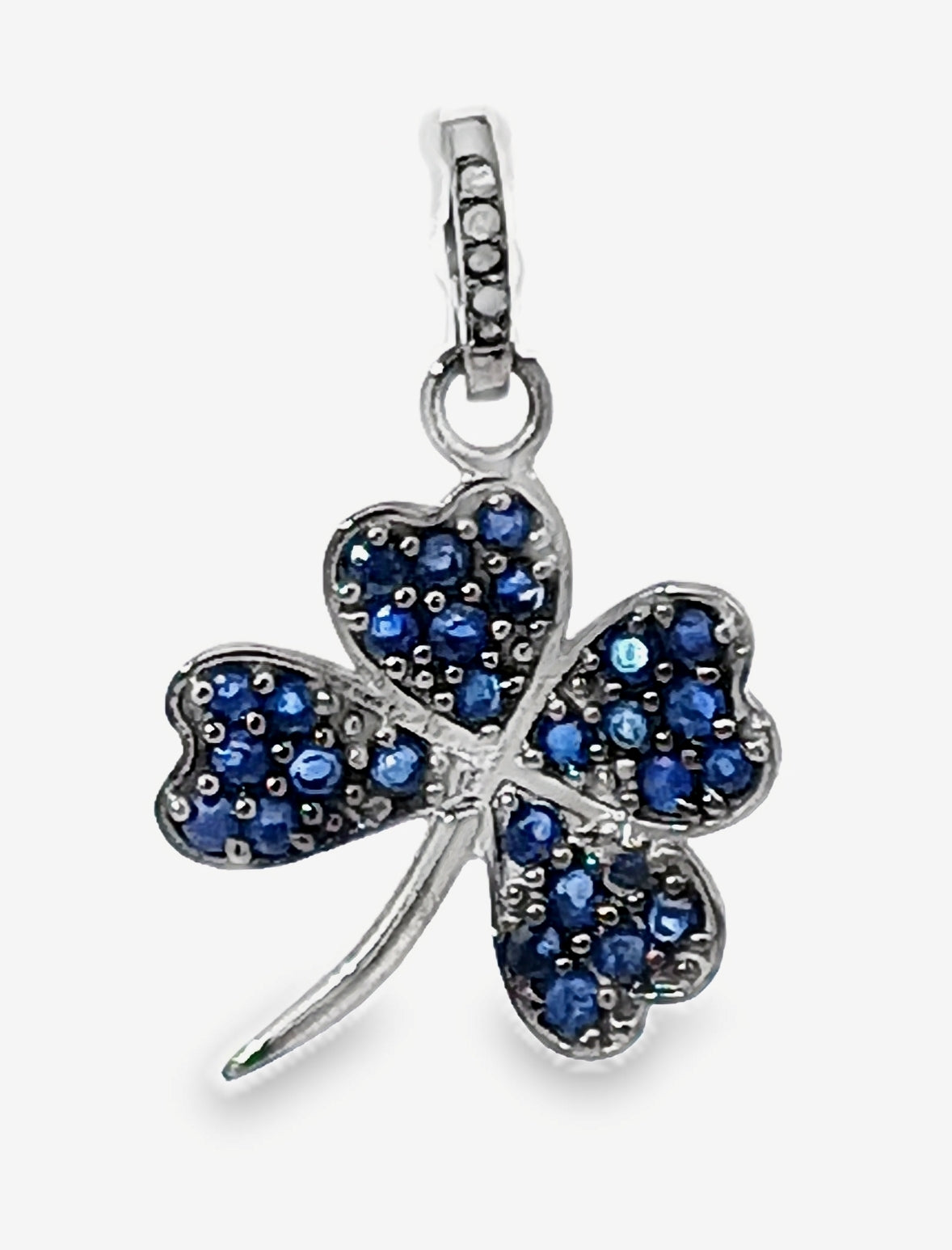 Blue Sapphire and Ruby Clover Leaf & Diamond Charm