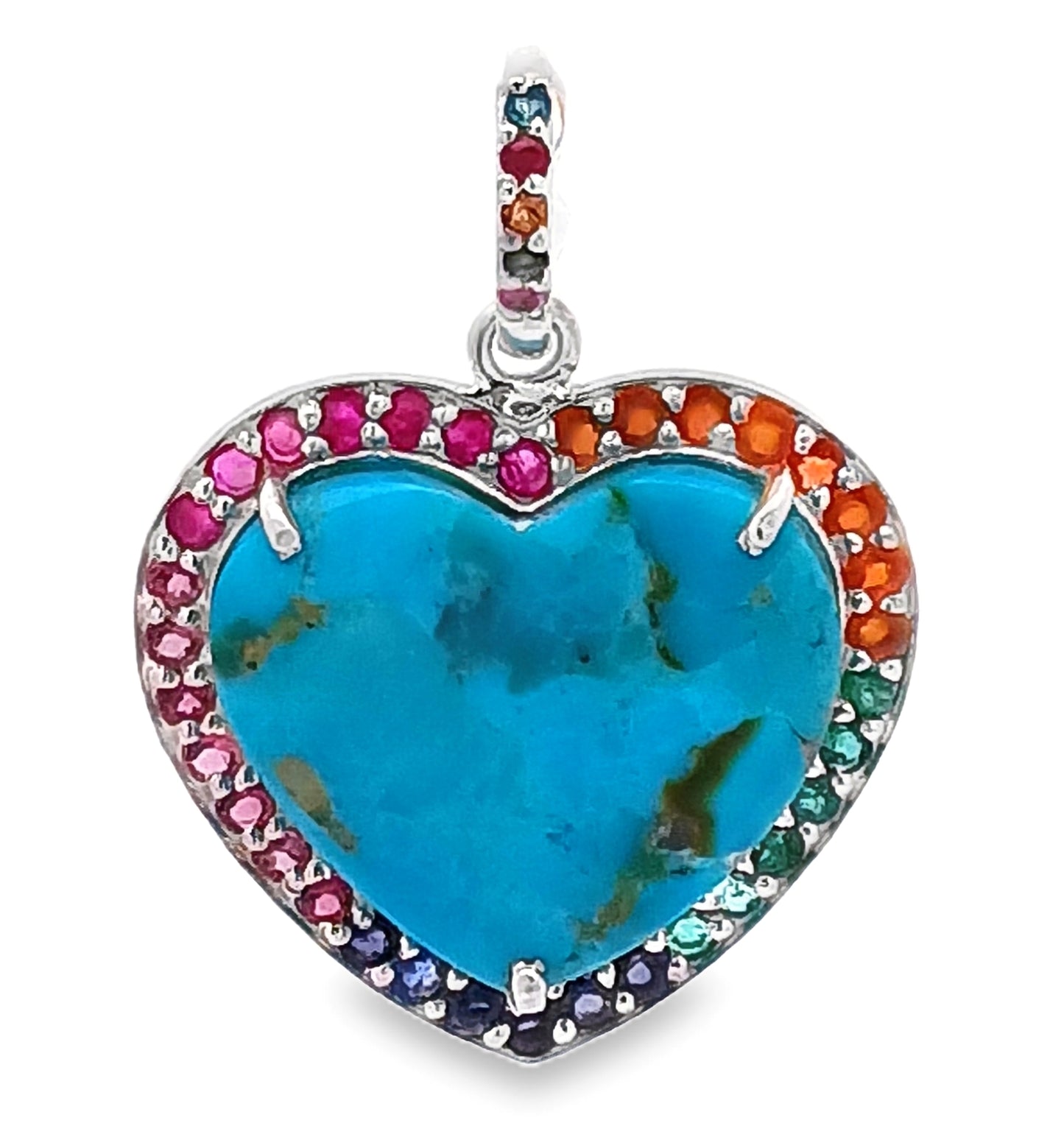 Turquoise & Multi Stone Heart Pendant