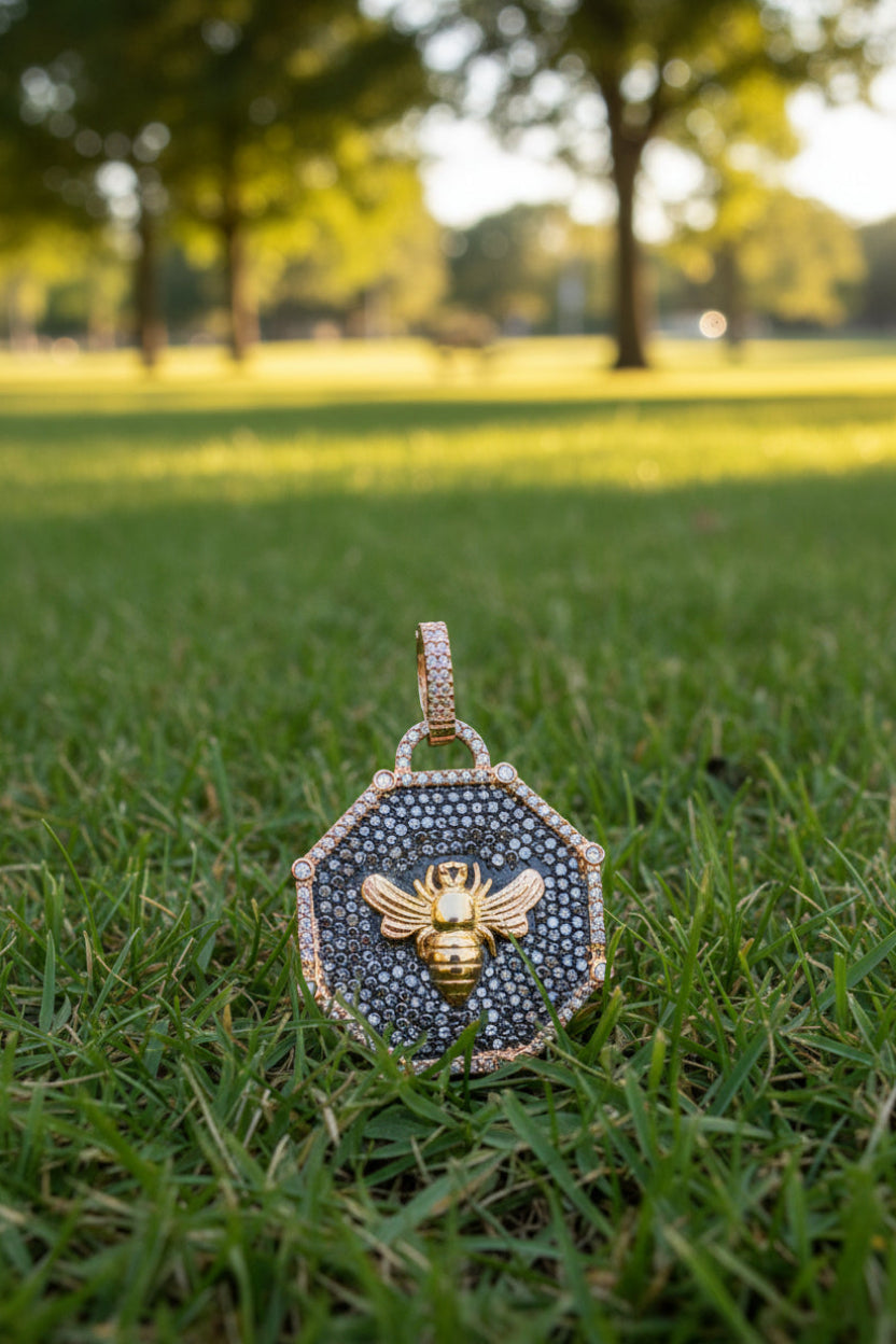 Hexegon Bee Diamond Pendant