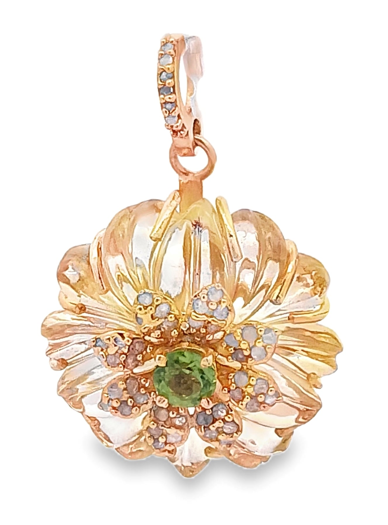Diamond & Peridot Stone Flower Pendant