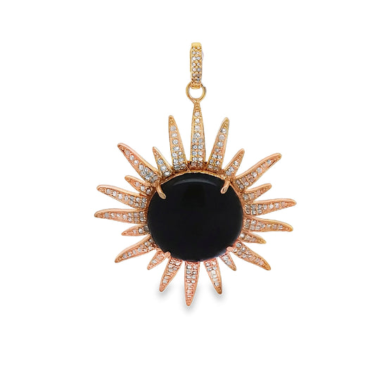 Diamond & Black Onyx and Lapis Lazuli Sun Pendant