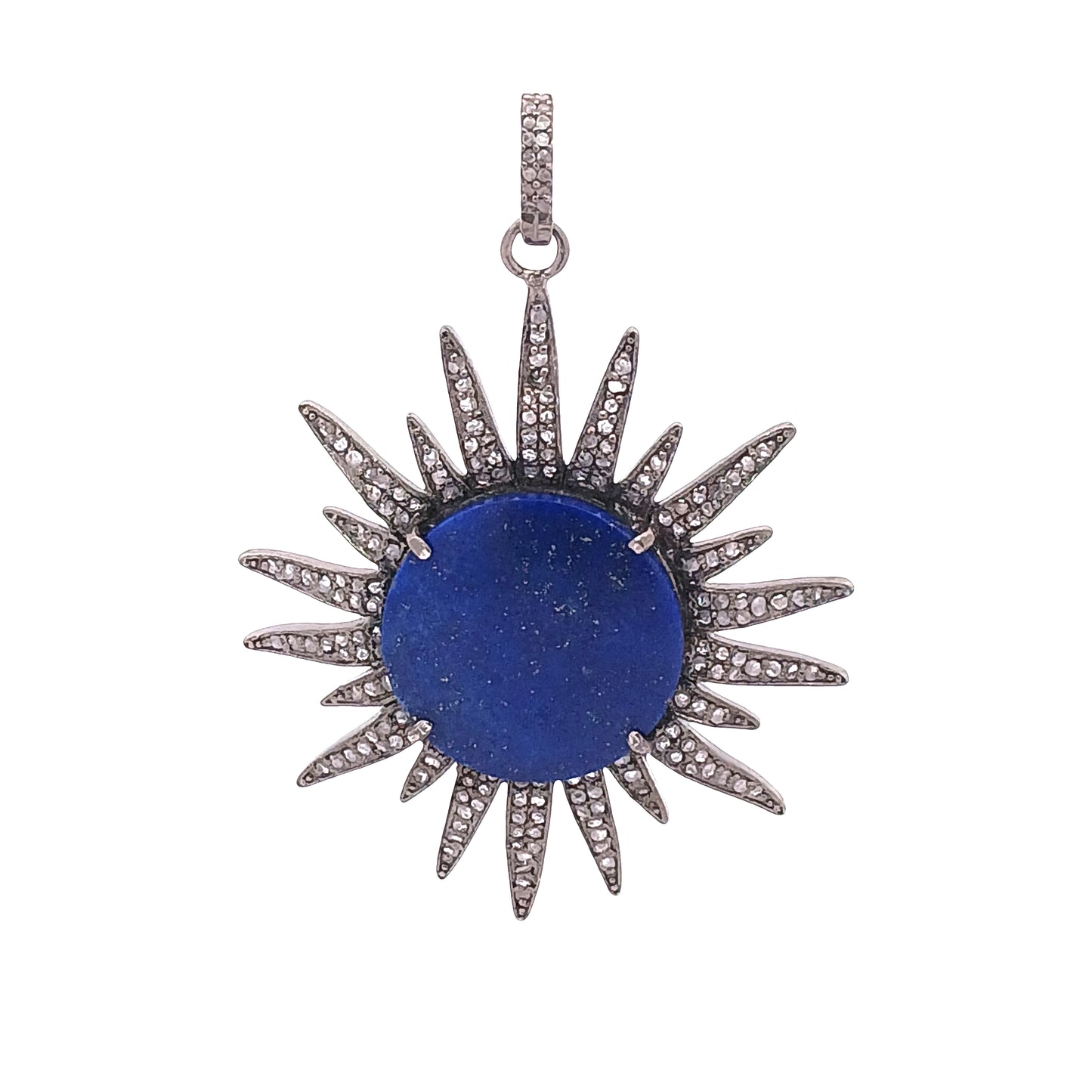Diamond & Black Onyx and Lapis Lazuli Sun Pendant