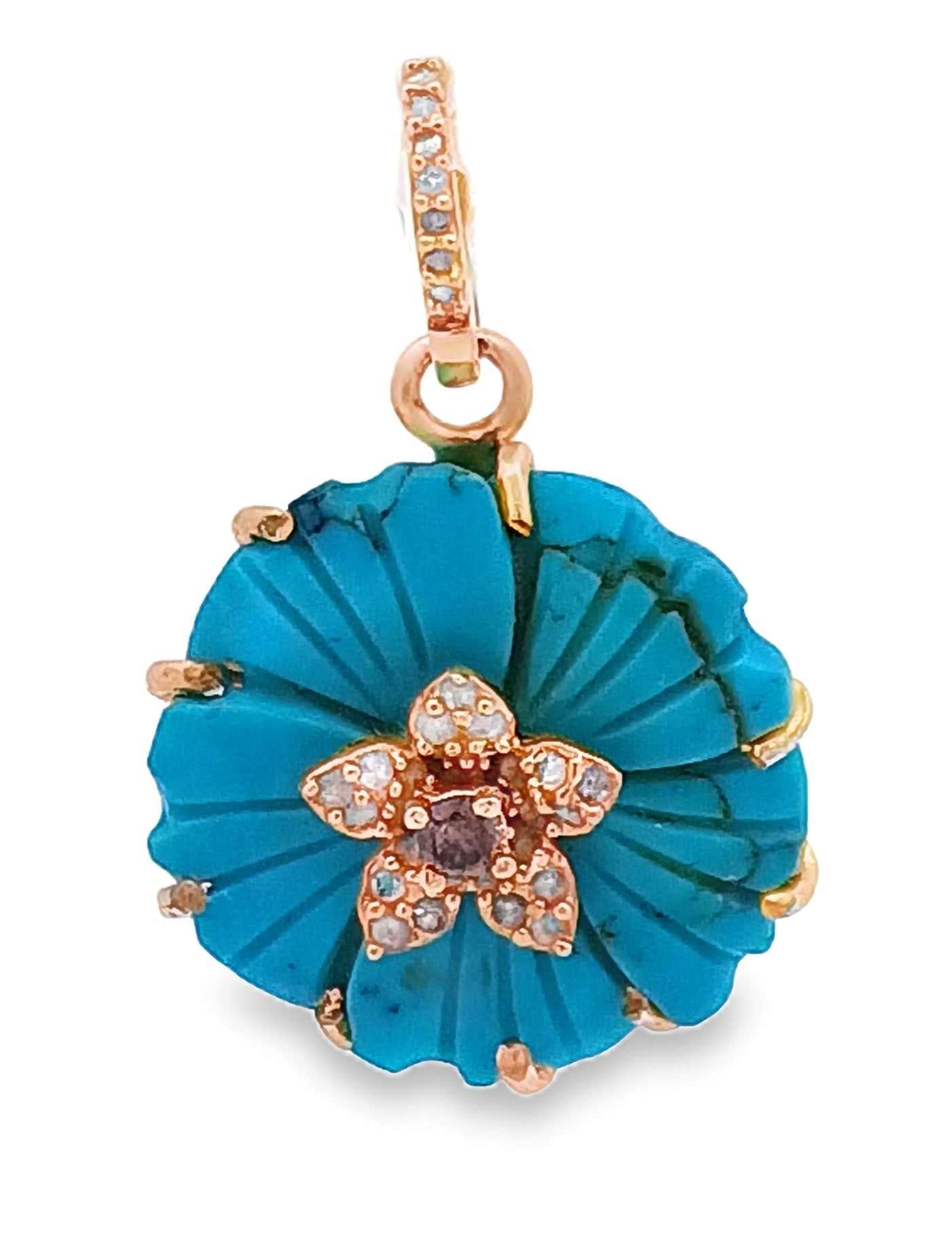 Diamond & Turquoise Flower Pendant
