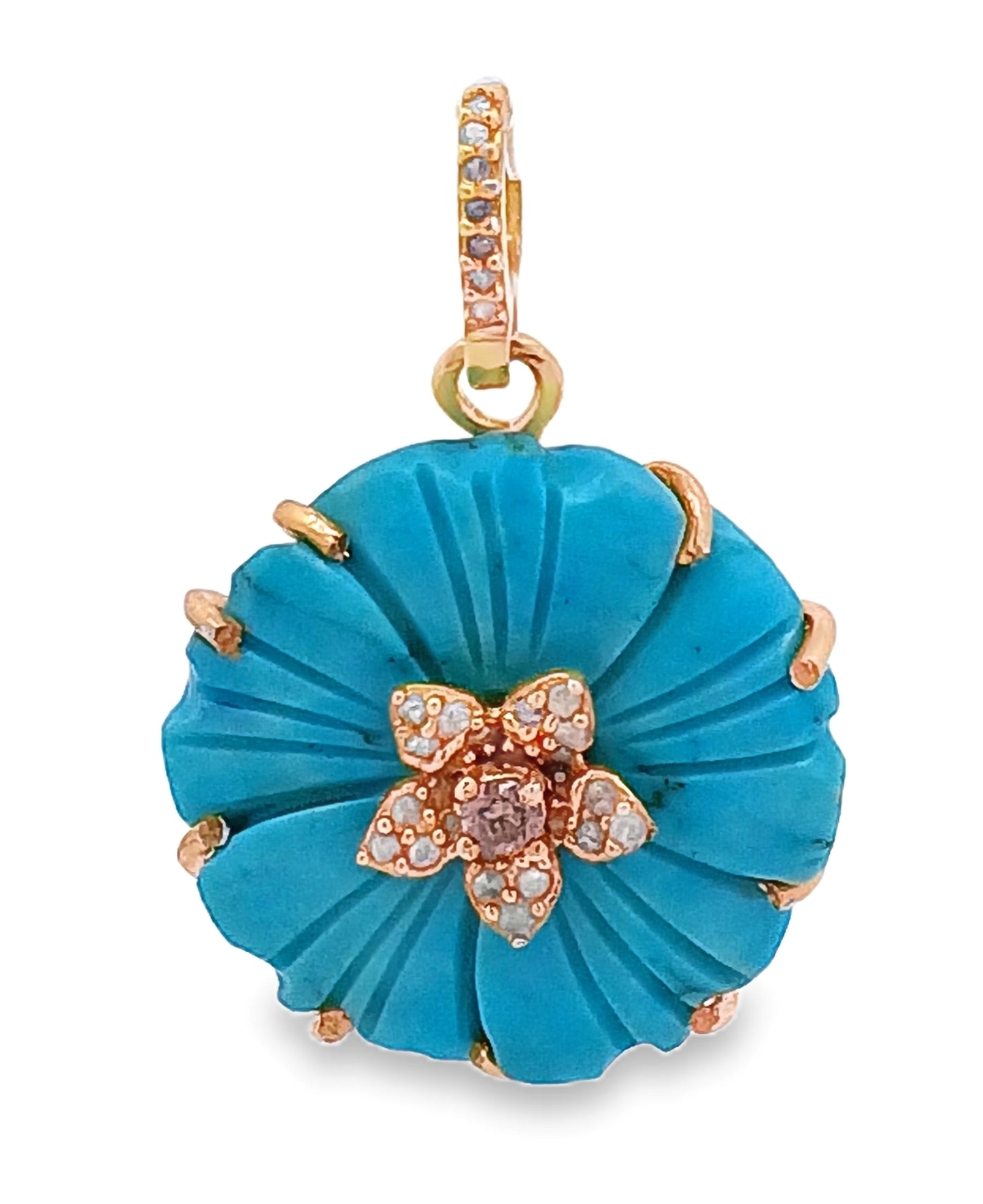 Diamond & Turquoise Flower Pendant