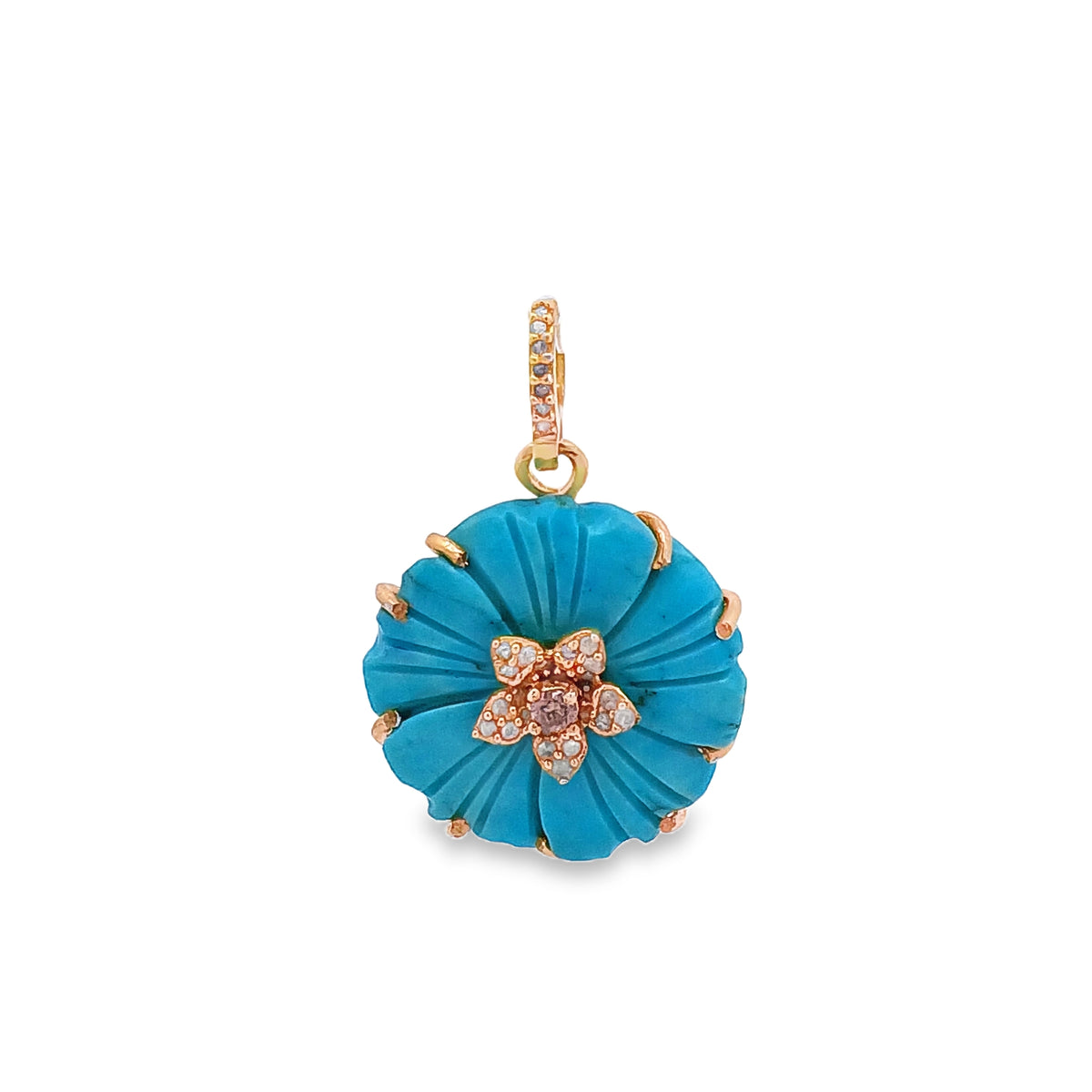 Diamond & Turquoise Flower Pendant
