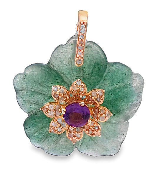 Diamond & Amethyst Flower Pendant