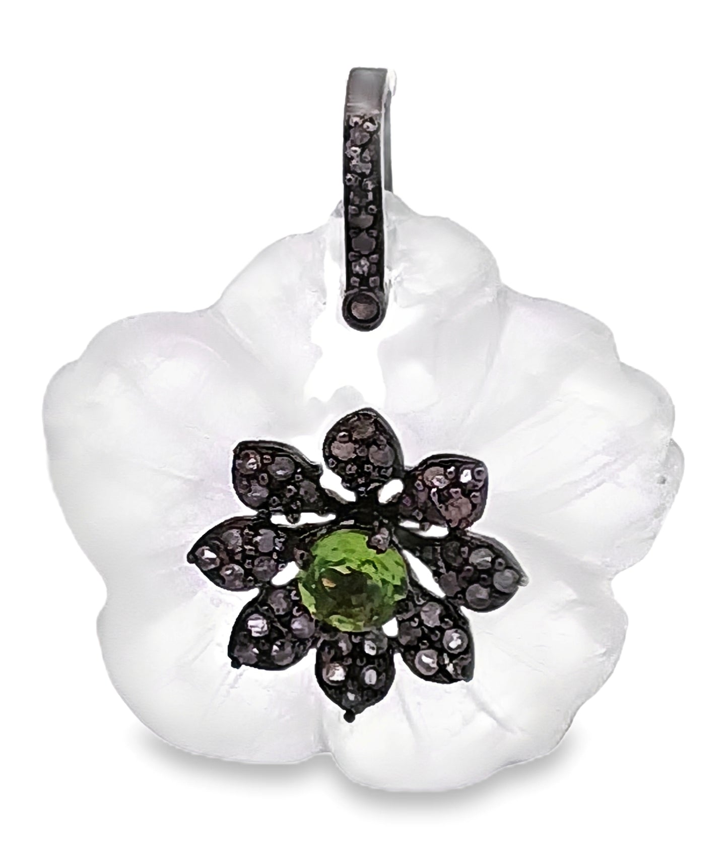 Diamond & Moonstone Flower Pendant