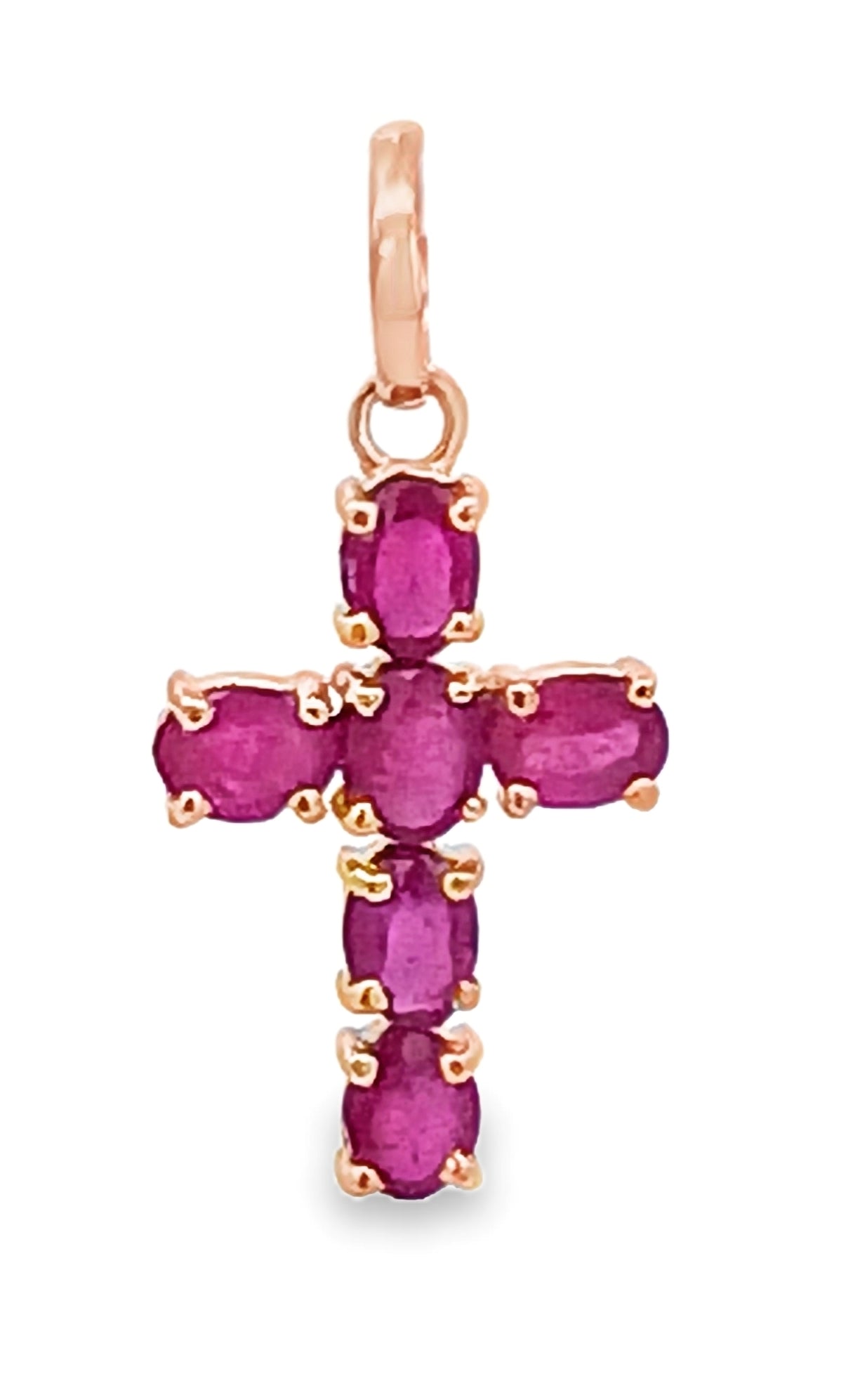 14KT Ruby, Blue Sapphire Gold Cross Charm