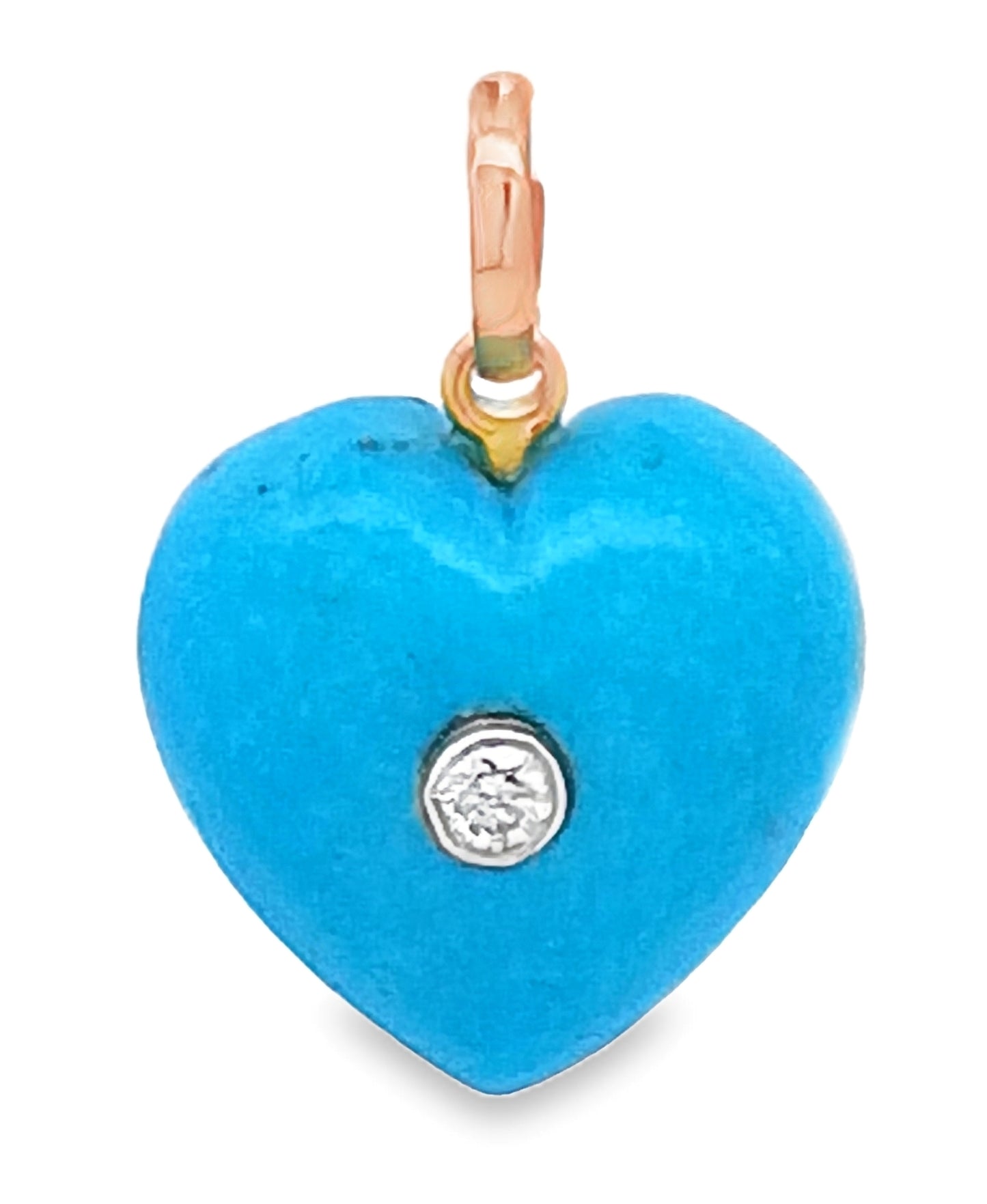 14KT Diamond & Turquoise Heart Charm