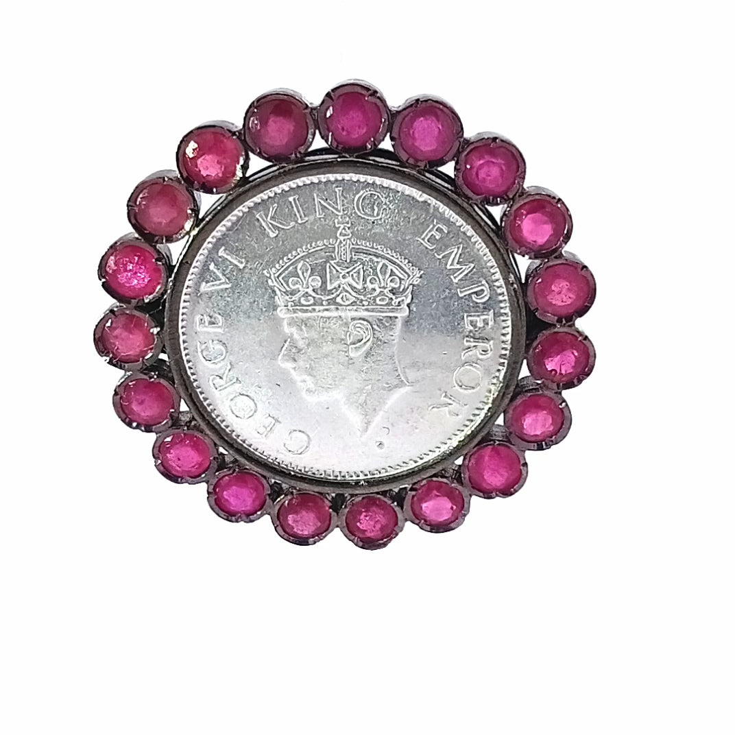 Gemstone Gini Coin Ring
