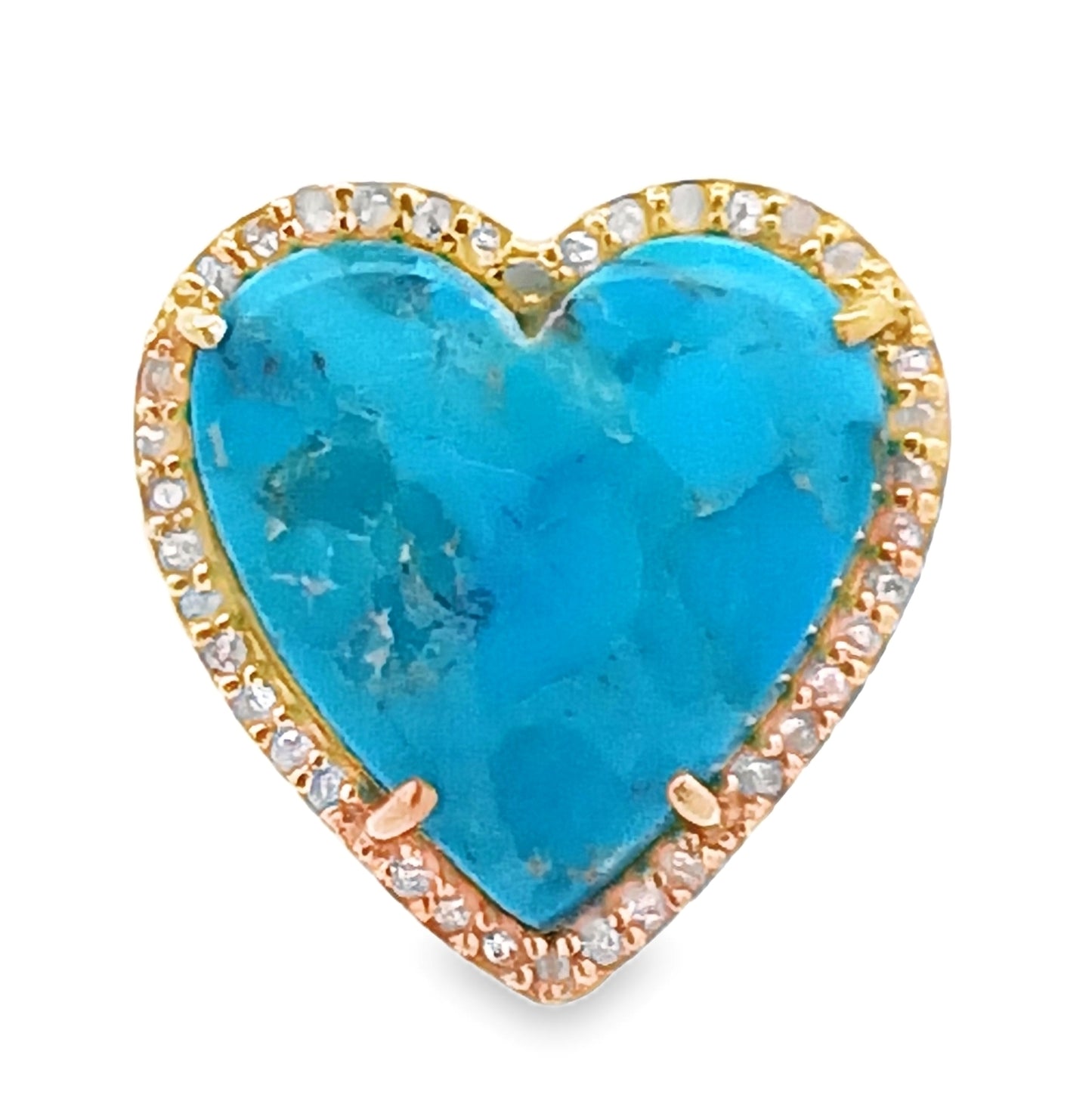 Diamond & Turquoise Heart Ring