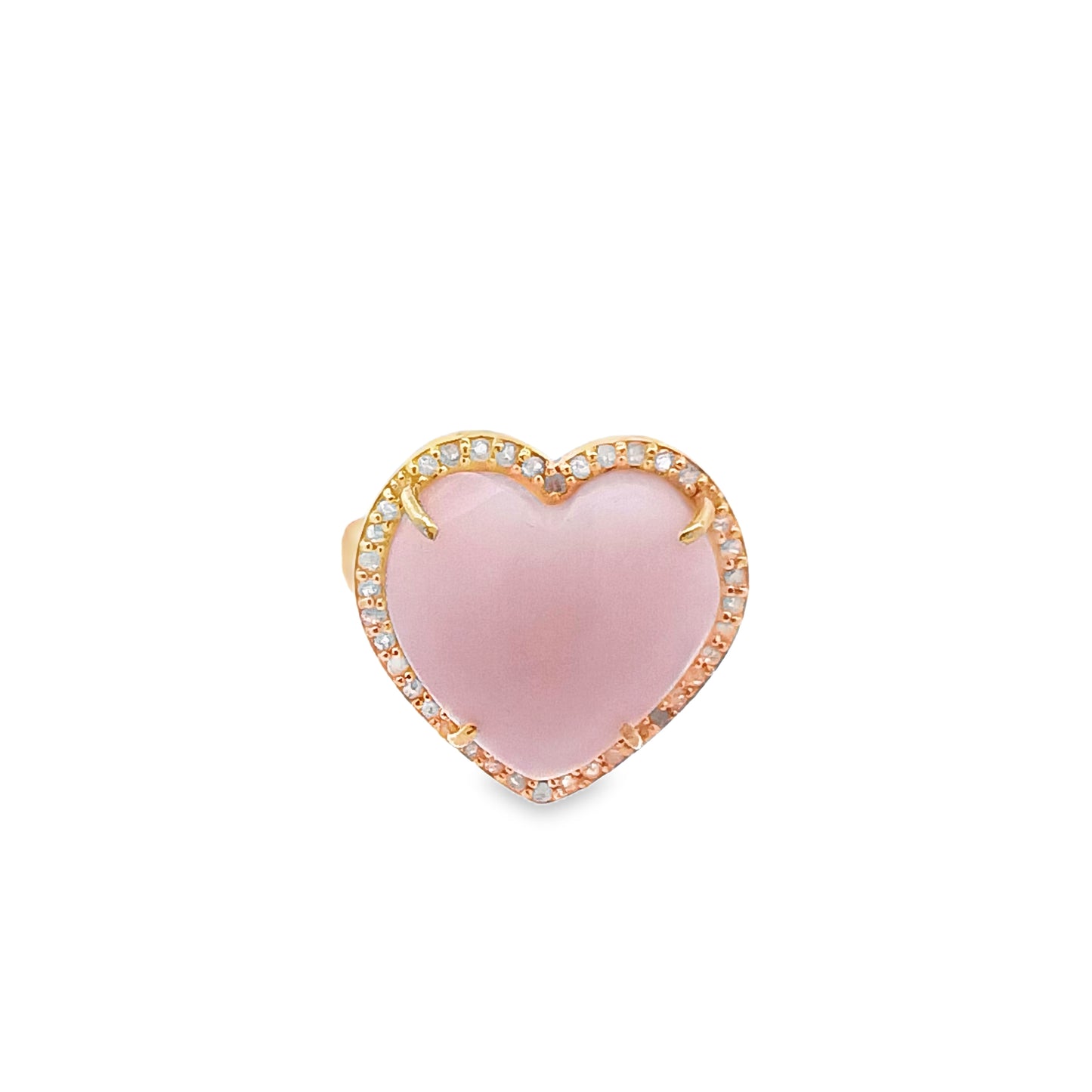 Diamond & Pink Opal Heart Ring