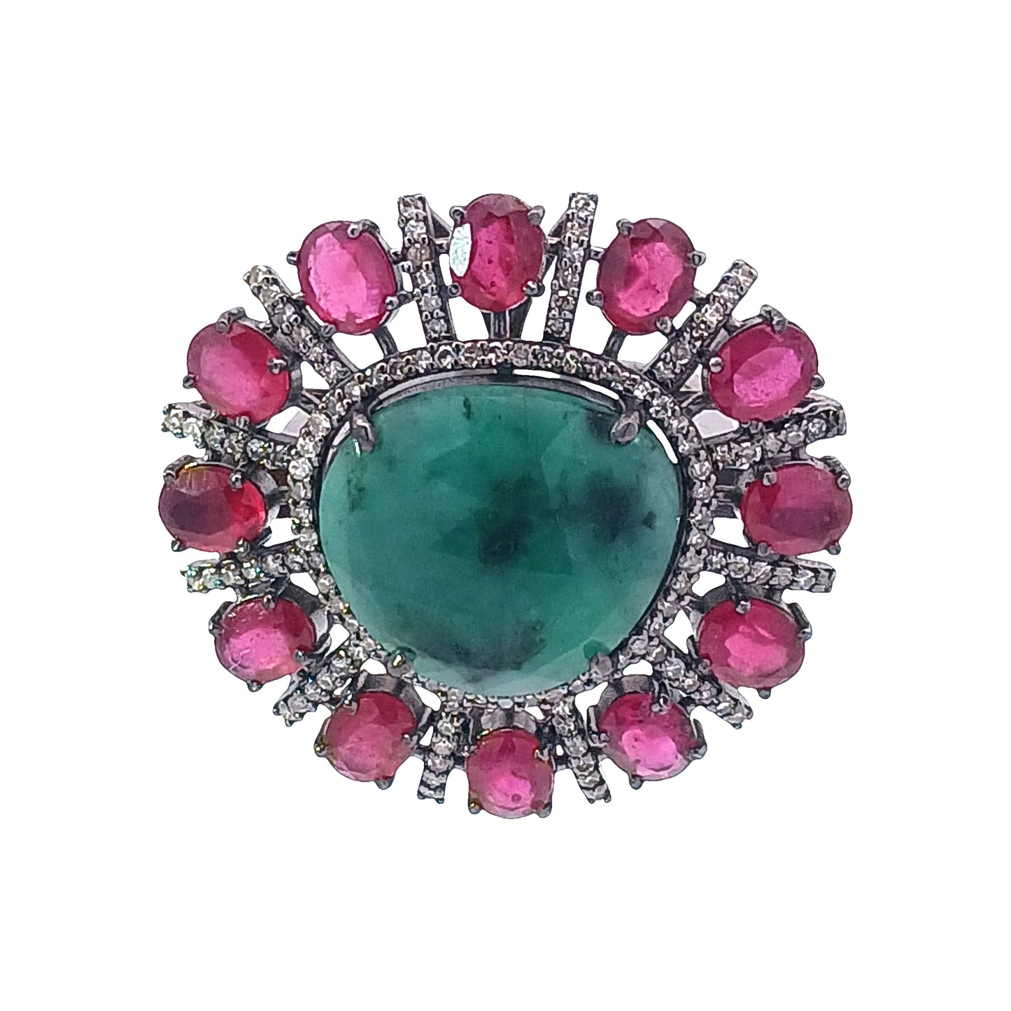 Diamond Emerald & Ruby Ring