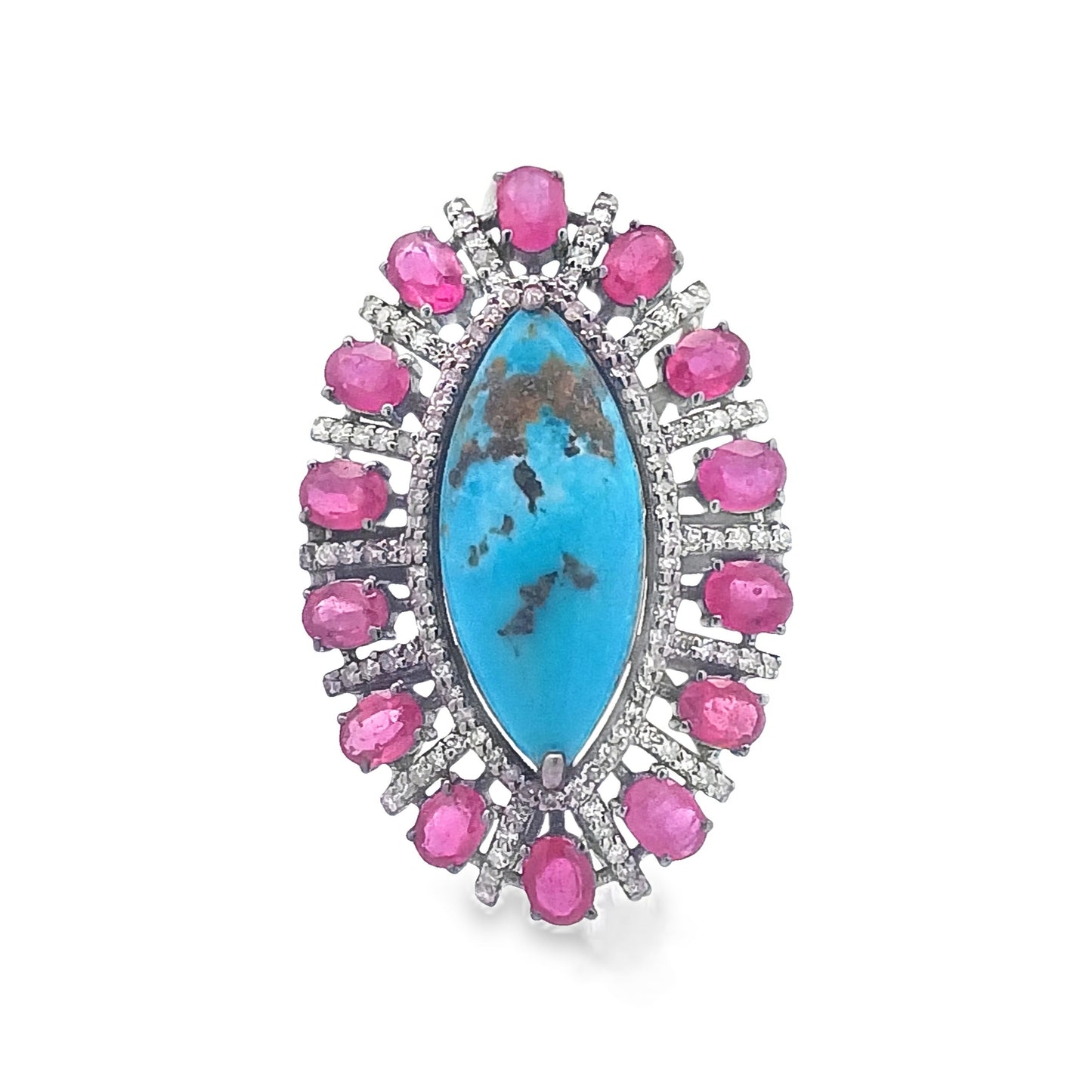 Diamond & Turquois with Ruby Ring