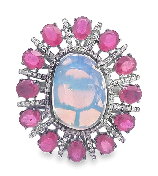 Diamond & Opal with Ruby Ring
