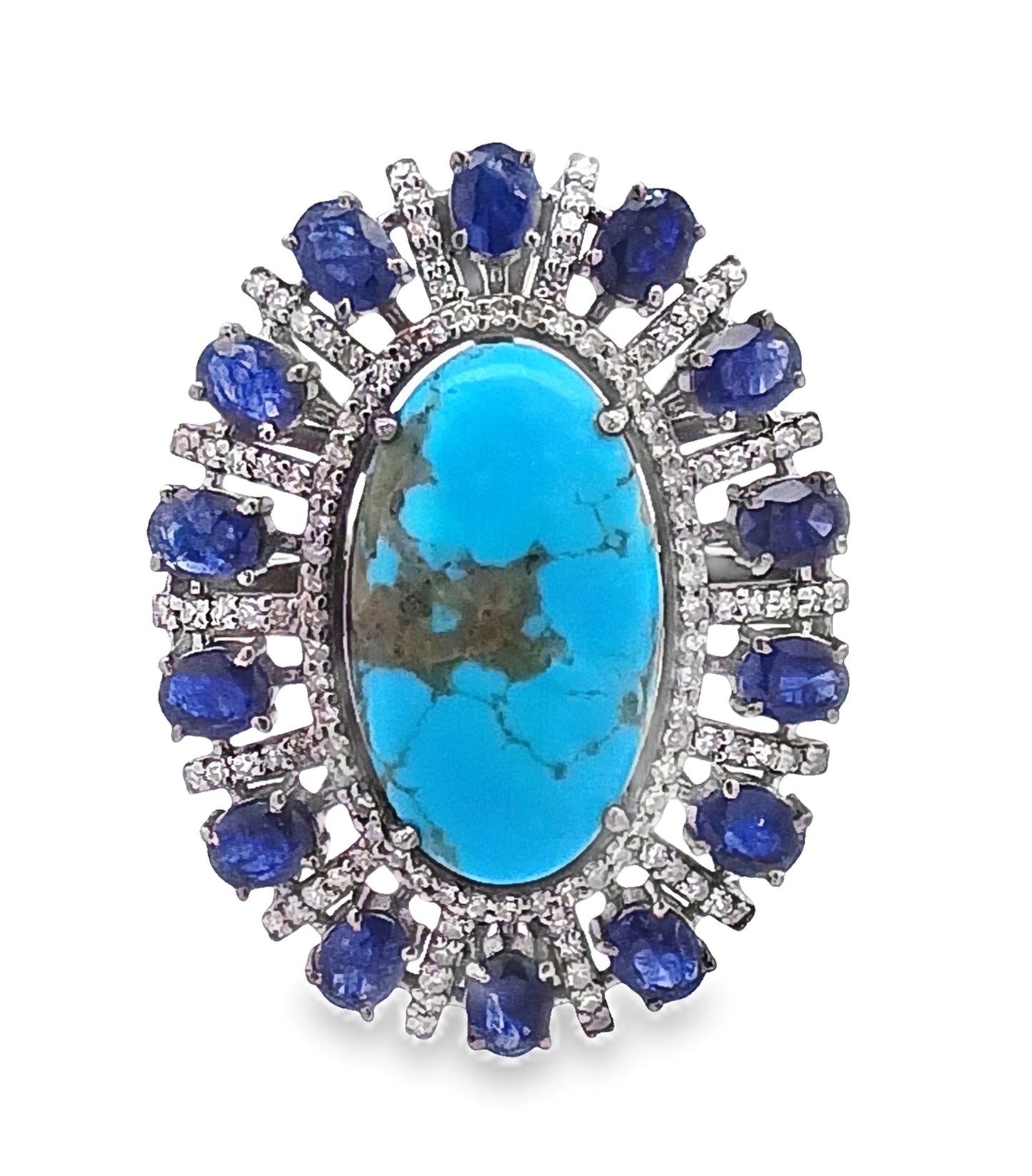 Diamond & Turquoise with Blue Sapphire Ring