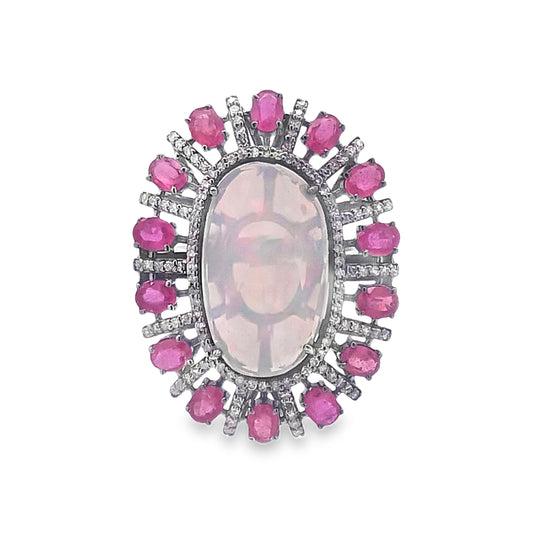 Diamond & Opal with Ruby Ring