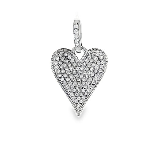 Small Pave Diamond Heart Charm