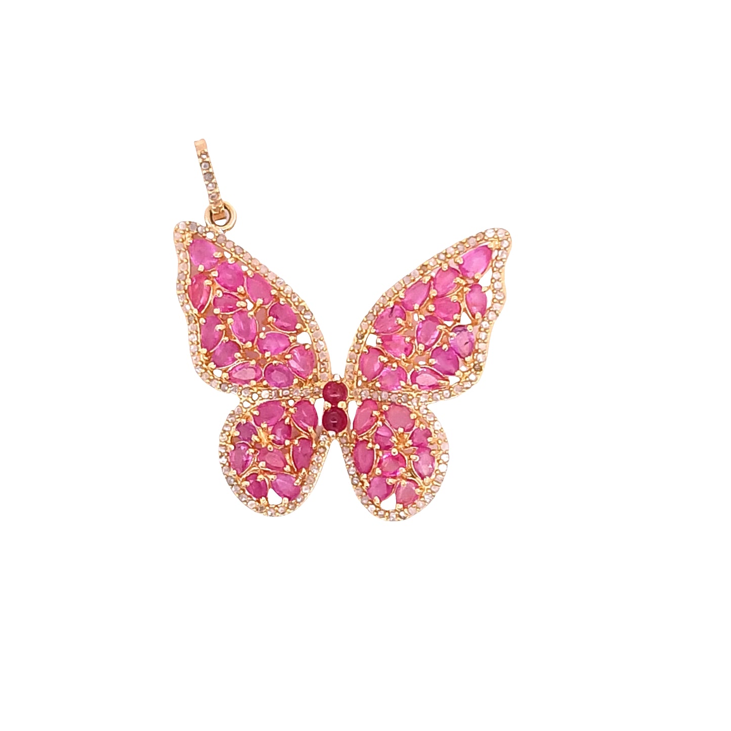 Butterfly Diamond and Ruby Pendant