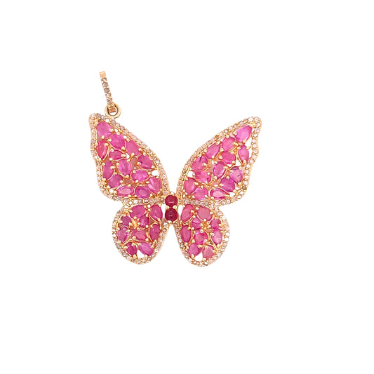 Butterfly Diamond and Ruby Pendant