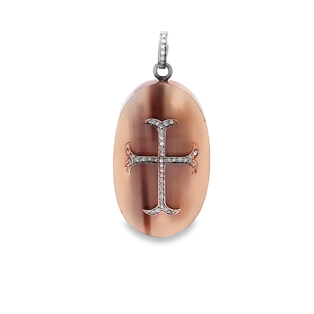 HORN DIAMOND CROSS PENDANT