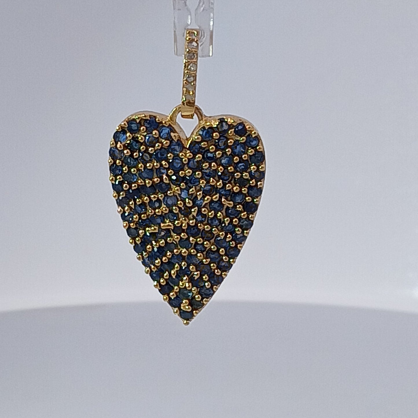 RUBY, Blue Sapphire and Diamond Heart Charm