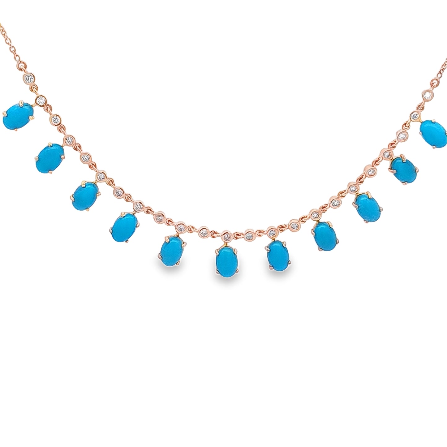 14KT Gold Turquoise and Diamond Necklace