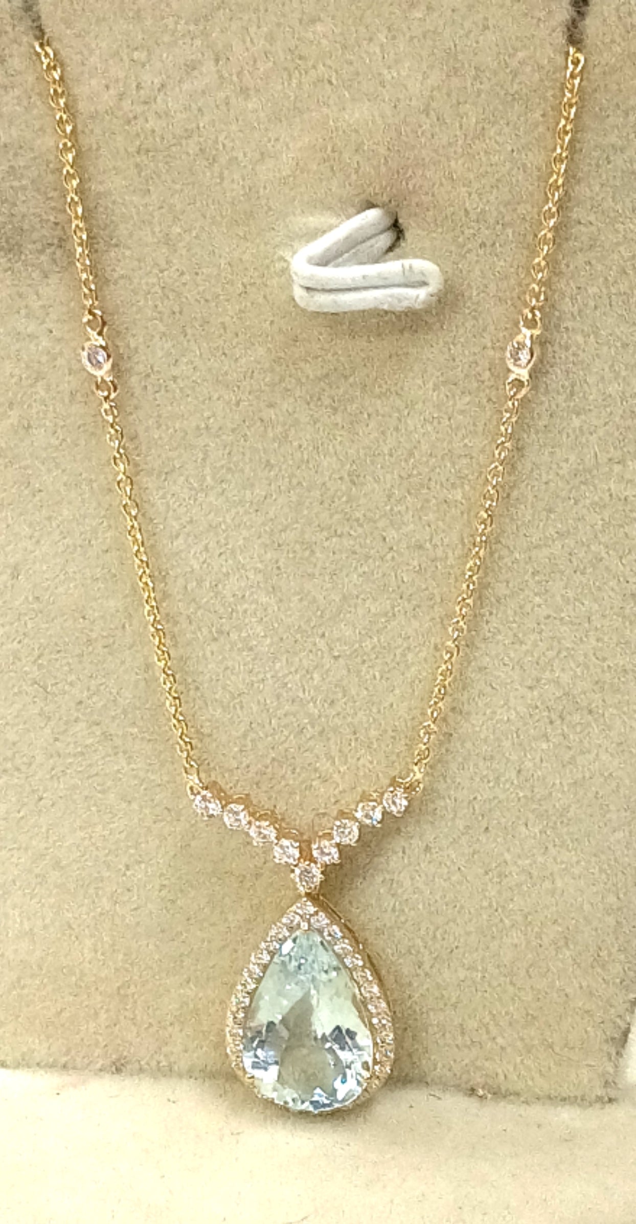 14kt Gold Diamond and Aqua Necklace