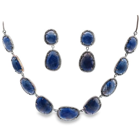 Diamond and Blue Sapphire Necklace
