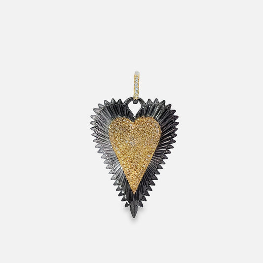 Two Tone Pave Diamond Heart Pendant