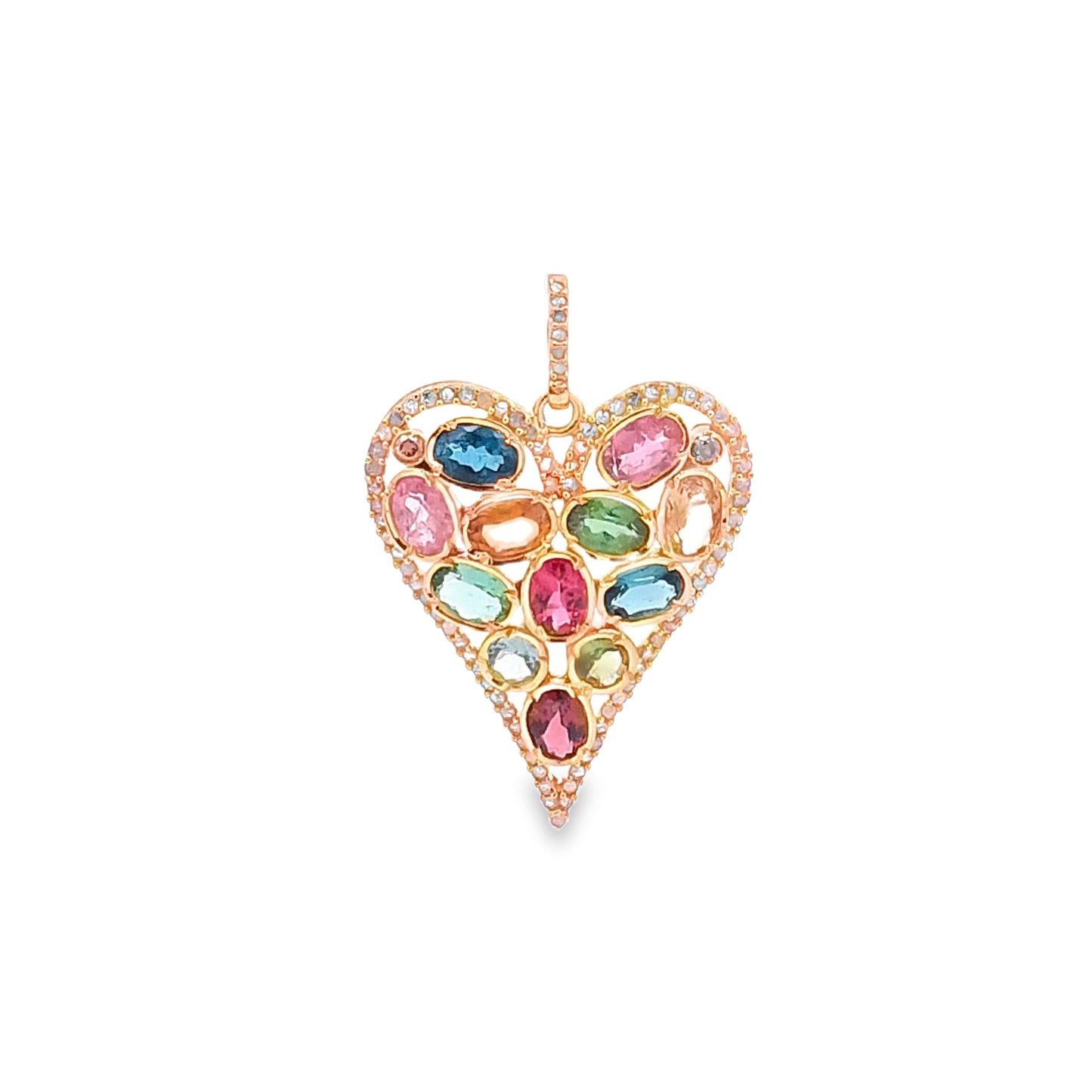 Diamond and Multi Stone Heart Pendant
