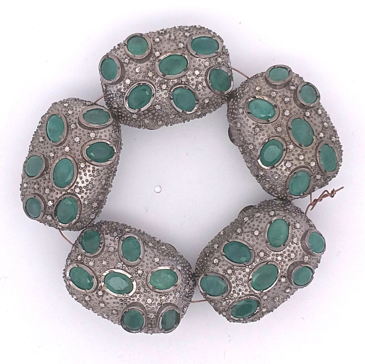 Diamond and Emerald and Blue Sapphire Bead